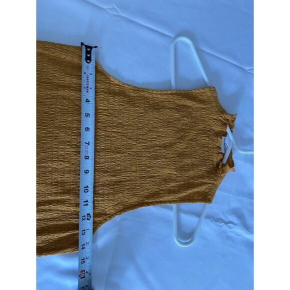 Revolve x Lovers & Friends Smocked Bodycon Mini Dress High Neck Yellow Size Lg - Picture 4 of 6